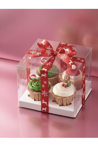 Full Asetat 4 Lü Cup Cake Kutusu 17x17x11