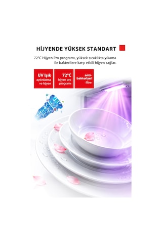Toshiba DW-14F6ME W TR Uv Hijyen Ve Breez Dry Kurutma 8 Programlı Bulaşık Makinesi Beyaz