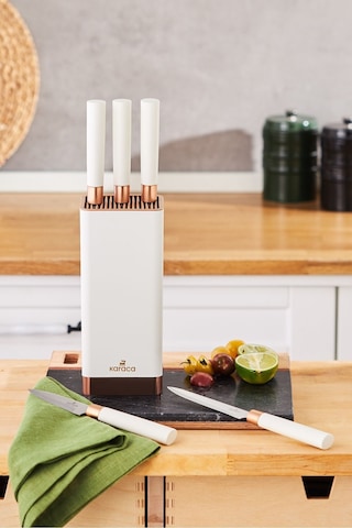 Karaca  Skycut 6 Parça Standlı Satırlı Bıçak Seti Krem