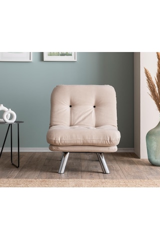 Pafu Hippo Tekli Yataklı Koltuk Keten - Krem Krem