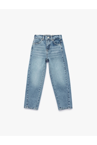 Koton Beli Lastikli Düğmeli Rahat Kesim Denim Pantolon Lıght Indıgo 6skb40008td Açık Mavi