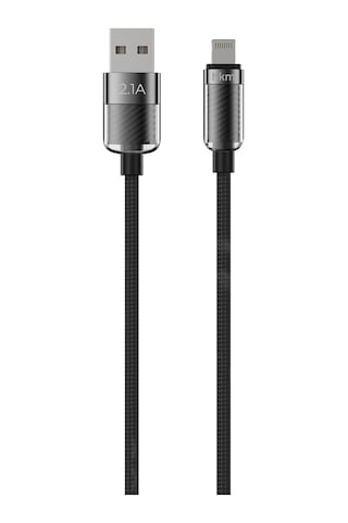 Knit Glam 2.1A Hızlı Şarj Destekli Usb-A To Lightning Şarj Ve Data Aktarım Kablosu 1 Metre Siyah
