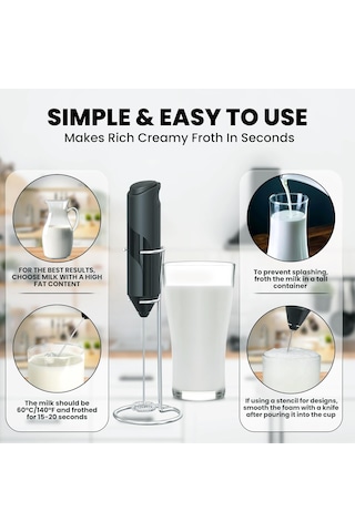 Sütlü Çeyrek Değici Stand - Milk Frother Handlid Pil Çalışmış - Elektrikli Çırpma Kahve Frothers