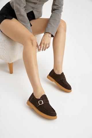 Tonny Black Termo Taban Süet Görünümlü Tokalı Kadın Kahve Günlük Loafer Tbmhh035 Kahve
