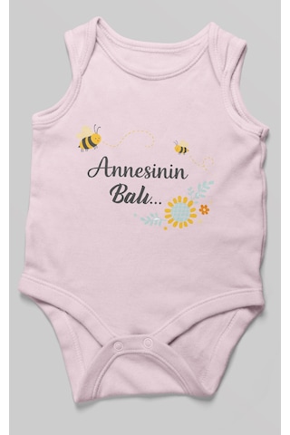 Morivokids Annesinin Balı Sıfır Kollu Bebek Body %100 Pamuk Bebe Pembe