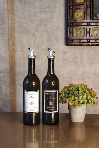Khakma Zeytinyağı Sıvıyağ Şişesi Yağdanlık Seti 750 ML 2'li
