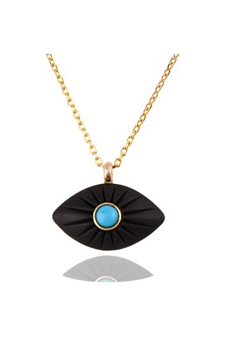 Masliko Göz Gümüş Kolye Ms3265, 925 Ayar Kadın Gümüş Kolye, Altın Kaplama Altın