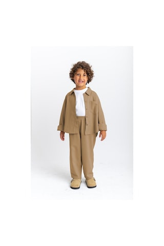 Oliventhekid Unisex Balon Pantolon Gömlek Takım Kahverengi Kahverengi