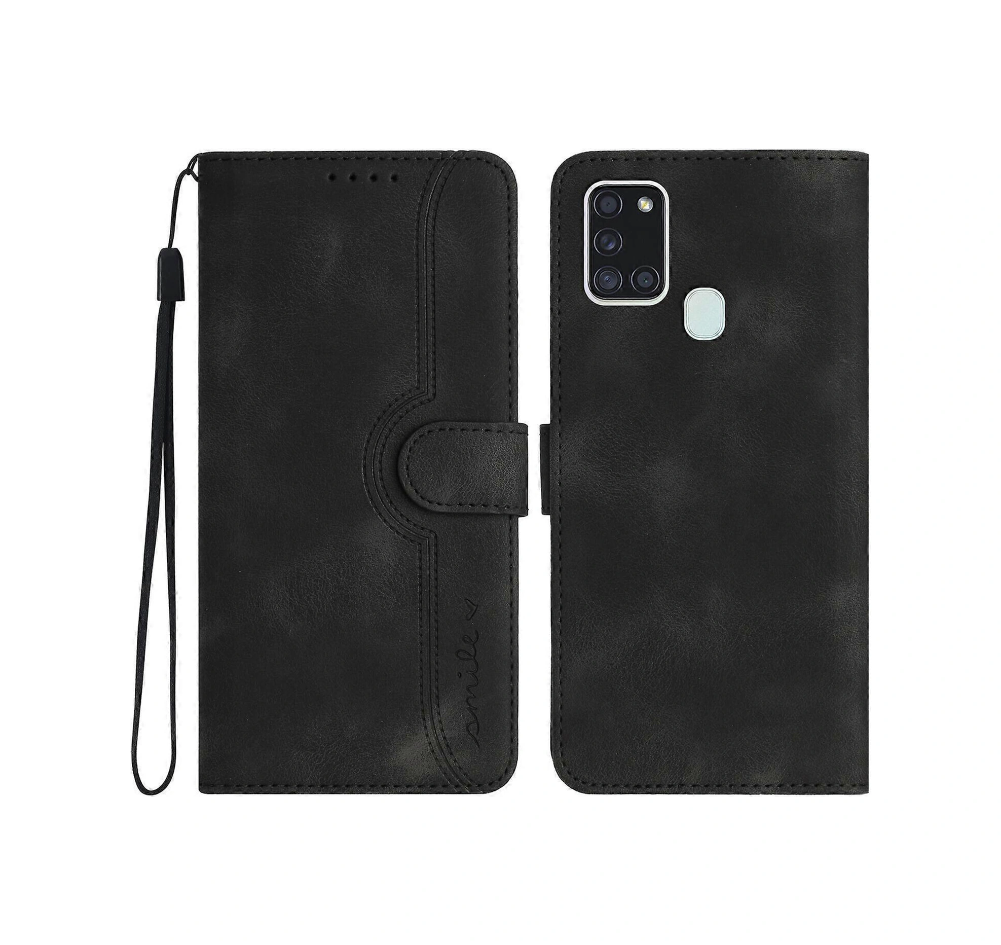 Samsung Galaxy A21s Deri Kart Cebi Manyetik Koruyucu Kabuk Kılıfı Destek Standı Samsung Galaxy A21s Kılıfı İle Uyumlu Çok Renkli