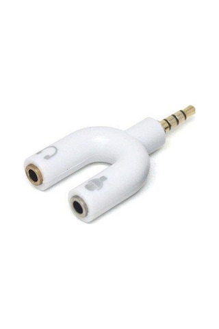 Electroon Stereo Aux Kulaklık Mikrofon Çevirici Jak Fiş Beyaz