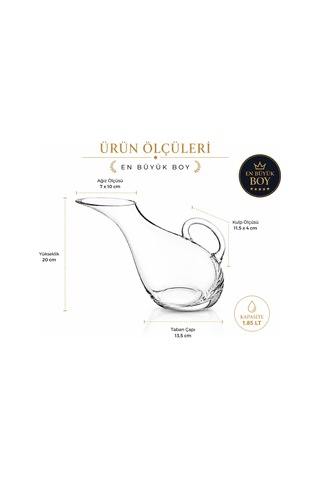 Büyük Hacimli,el Yapımı, Yatık Ördek Modeli Cam Sürahi,karaf, Sunum Sürahisi, 1,85 Lt, Dekoratif Şık, Üst Kalite Premium Karaf/sürahi/dekantör