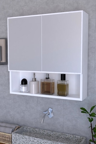 Life Aynalı Çok Amaçlı Aynalı Raflı Banyo Dolabı - Beyaz Diğer