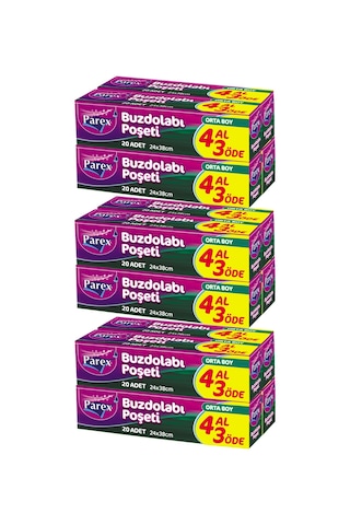 Buzdolabı Poşeti Orta Boy 4 Al 3 Öde 4 20 24 X 38 Cm Üçlü Set