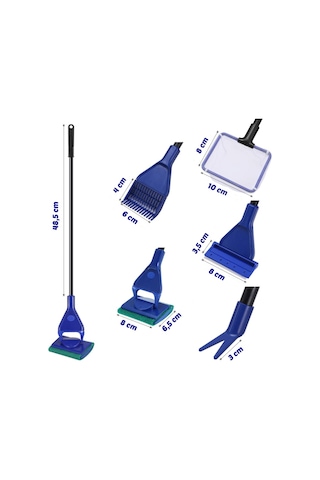 Akvaryum Cam Temizleyici Bakım Seti- Akvaryum Cam Sileceği Kepçe