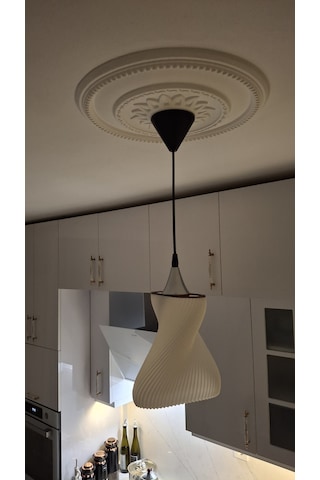 Modern 3d Tasarım Geometrik Sarkıt Abajur - Küçük Oda - Beyaz Beyaz