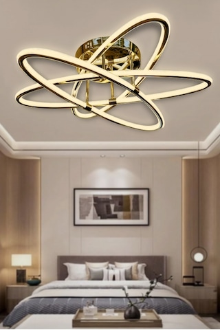 Atom Çift Ledli 3 Kol Led Avize - Kumandasız / Gold Gold