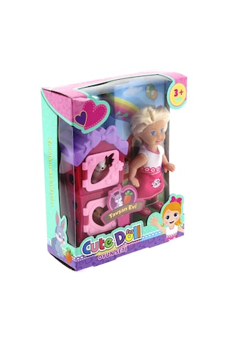 Cute Doll Mini Bebek Tavşanlı Ve İki Katlı Kulübe Oyun Seti