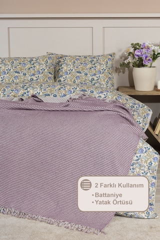 Elart Carlos Battaniye Çift Kişilik Waffle 200x220 Cm Mor Mor