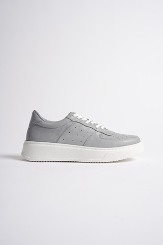 Analin Shoes Kadın Hakiki Deri Sneaker Bağcıklı Spor Ayakkabı Gri