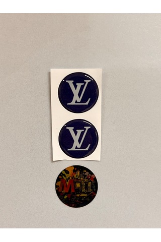 Lv Damla Sticker Etiket Kabartmalı 3d Silikon Direk Arması Louısvuıtton Yuvarlak 2adet 3,5x3,5cm Lacivert