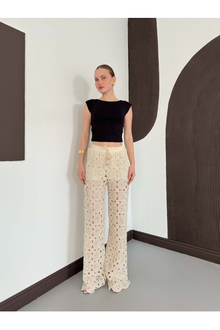 Verymoda Kadın Güpürlü Pantolon Ham