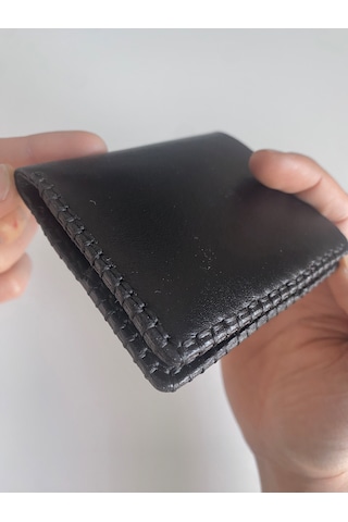 %100 Hakiki Deri Cüzdan Ve Anahtarlık Seti , El Yapımı Cüzdan-kartlık, Retro Tasarım - Erkek Hediye Siyah