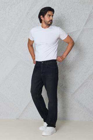 Blayn Jeans Erkek Antrasit Baggy Kot Pantolon - Geniş Kalıp Günlük Rahat Denim Jean siyah