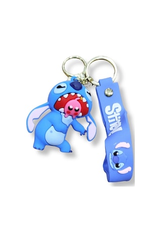 Stitch V2 Premium 3d Figürlü Mavi Bilek Kayışlı Anahtarlık - 1 Adet