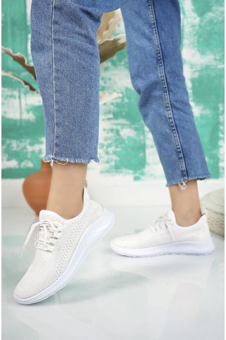Nesil Shoes Bw 010 Beyaz Triko Örgü Kadın Sneakers-beyaz Beyaz