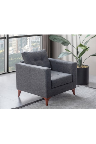 Eymense Kraft Antrasit Minderli Tekli Koltuk Berjer Antrasit