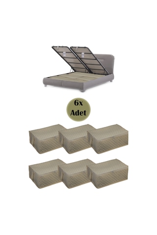 Adarya Home Çekyat Baza Tipi Hurç Baza Alti-Kazak-Yastik-Pike Saklama Hurcu 6 Adet 22 x 40 x 60 Krem