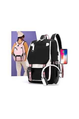 2020 Siyah Beyaz Mao Qiu Naylon Malzeme Sırt Çantaları İle Swagger Çanta Antrasit - Siyah