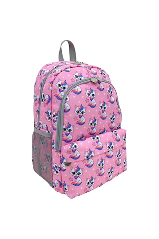 Superbag Kız Çocuk Ilkokul Çantası Unicorn Kedi Desenli Sırt Çantası Beslenmelik Ve Kalemlik 3'lü