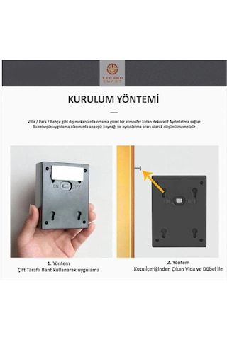Technosmart 1Adet Modern Solar Çift Taraflı Duvar Lamba Güneş Ene Diğer