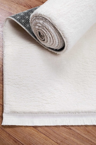 Valeryhome Vl Comfort Düz Saçaklı Peluş Düz Yolluk Ekru Düz Saçak Ekru