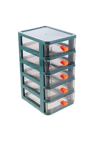 Anjiexun Masaüstü Depolama Dolabı Küçük Çok Katmanlı Çekmece Depolama 5 Çekmece Yeşil