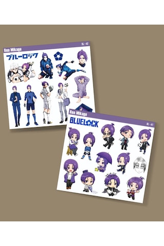 Anime Bluelock Reo Mikage-parlak Kağıt -2li Sticker Set-futbol Telefon Süsleme Anime Blue Lock Beyaz