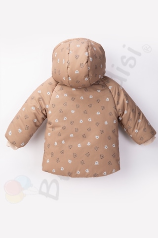 Bebek Vadisi Ayılı İçi Peluş Kürklü Cepli Kapitone Kalın Kapüşonlu Kar Kışlık Şişme Erkek Bebek Mont Çocuk Kaban Kahverengi