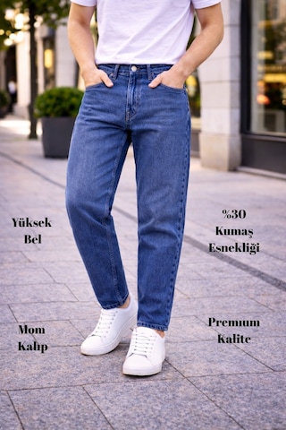 Cedy Denim Dar Paça Erkek Yüksek Bel Kot Pantolon - Salaş Mom Jean C333 Mavi Cedy Denim Dar Paça Erkek Yüksek Bel Kot Pantolon - Salaş Mom Jean C333 Mavi