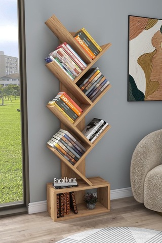Enda Home Erine 8 Raflı Zikzak Kitaplık Atlantik Çam