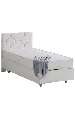 Glamis Tek Kişilik Baza Başlık Letto Yatak Seti - Beyaz 90 x 190