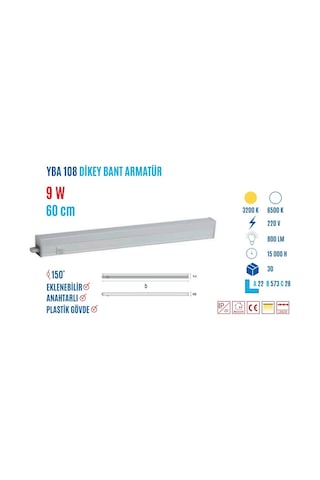 Ycl Yba-108G 9W 60Cm Günışığı Led Bant Armatür Beyaz