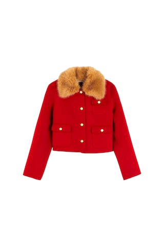 Tommy Hilfiger Df Wool Lady Jacket Wıth Fur Kadın Kırmızı Mont - Ww0ww52914