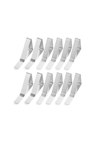 Jeehugo 12 Adet Paslanmaz Çelik Masa Örtüsü Klipsi - Dış Mekan Piknik Masa Örtüsü Sabitleyici, Dayanıklı Ve Paslanmaz, Kolay Kullanıma Uygun Gümüş