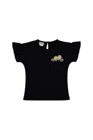 Civil Baby Çiçek Cep 6-18 Ay Tişört - Siyah