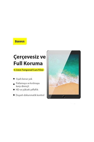 Baseus 0.3Mm Apple Uyumlu iPad  9.7İnç Full Kaplama Tempered Cam Koruyucu