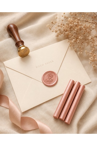 Silindir Mühür Mumu, Rose Gold, 10 Adet - 11 Cm, Zarf Ve Davetiye Diğer