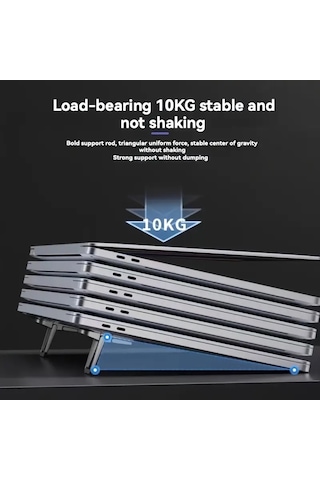 Srfn Ticaret Kademeli Taşınabilir Notebook Yükseltici Standı Gümüş