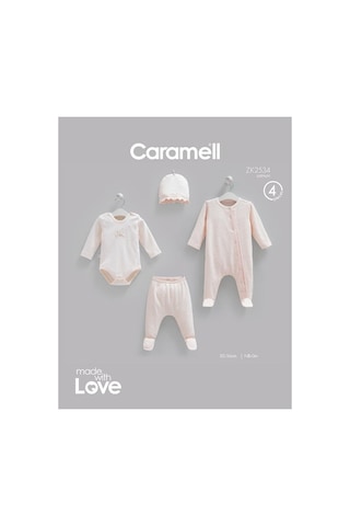 Caramell Pamuk Fashion Girl Body Ve Pantolon 4'lü Set 50-62 Cm 0-3 Ay Somon Crml.smn.bpk2264
