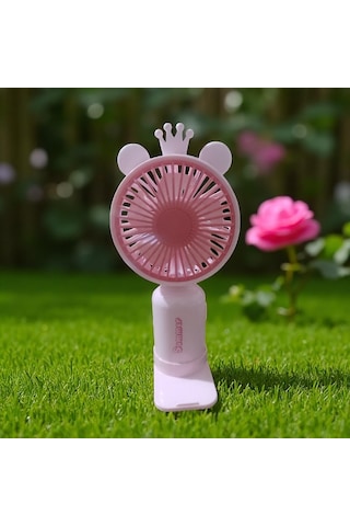 Vantilatör Usb Şarjlı Mini Fan Taşınabilir Işıklı Pembe 2 Kademeli El Vantilatörü